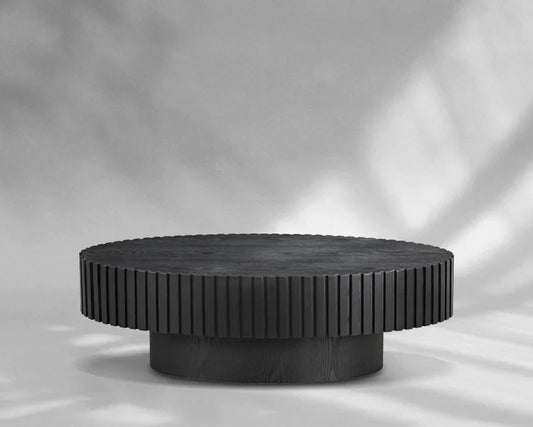 Modern Handcrafted 43.7" Oval Drum Coffee Table
